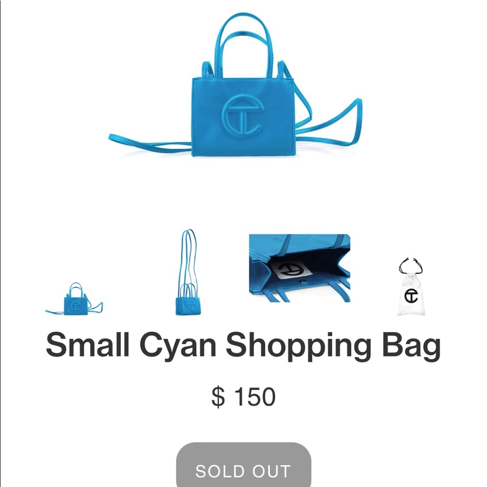 Telfar small cyan shopping bag